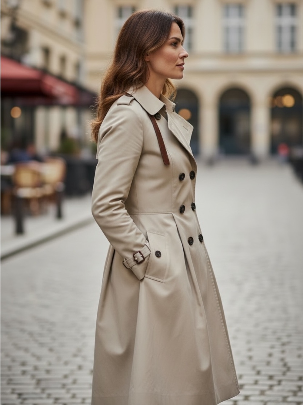 Burberry Beige Double-Breasted Trench with Brown leather Belt with tags SZ 14R - Picture 3 of 15